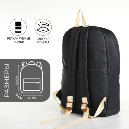 Youth backpack from textiles with lightning, 2 pockets, black color-1