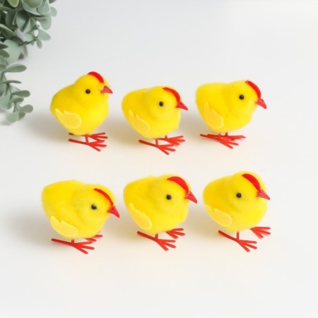 Easter souvenir "Chickens with a scallop" set 6 pcs yellow 3x6x6.5 cm