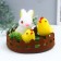 Easter souvenir "Rabbit and two chicken on the lawn with flowers" 14x14x10.5 cm