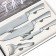 A set of BLADES kitchen supplies, 5 objects: 3 knives, vegetable vegetables, scissors in the kit, white color
