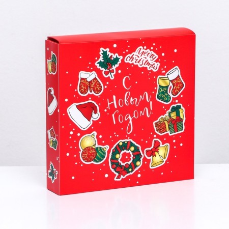 Box for sweets, 8 sweets and chocolate, 17.7 x 17.7 x 3.8 cm "Christmas tree toys"-6