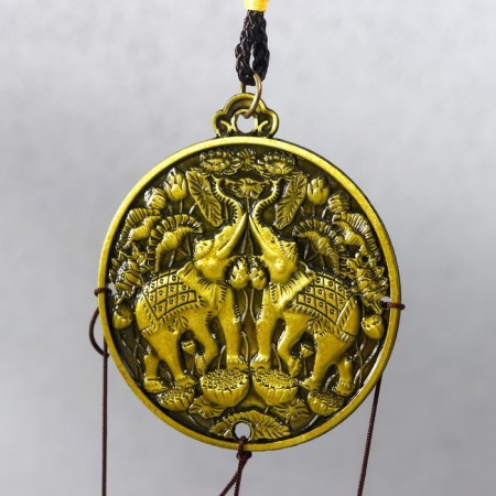 Music of wind metal "Elephants on the coin" 2 bells 37 cm-4