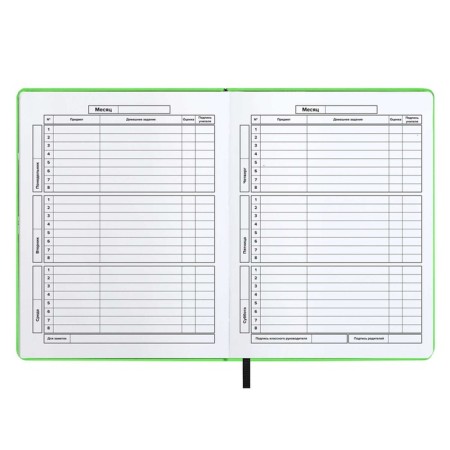 School diary for grades 1-11, solid cover, artificial leather, Soft-tach, silk-screen printing, keychain, lies, 48 ​​sheets, universal cheat sheet, block 80g/m2, neono-salad-7