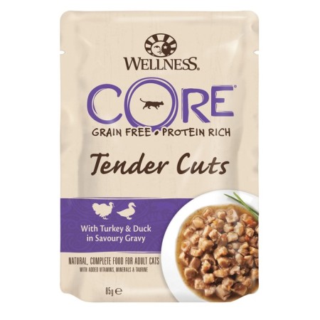 Wet Core Tender Cuts food for cats, turkey/duck, slicing in sauce, spider, 85 g