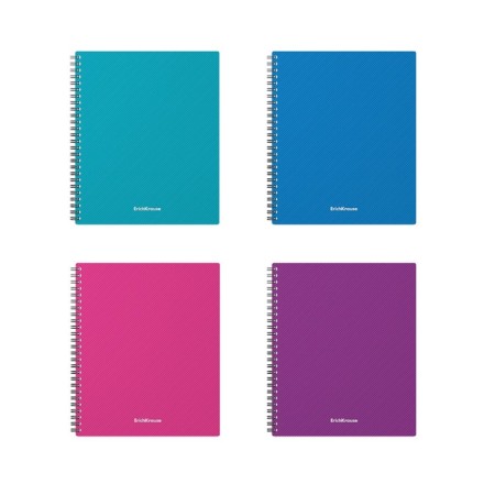 Notebook A5, 80 sheets in the cage on the crest Erichkrause "Glance Vivid", plastic cover, offset block, whiteness 100%, mix