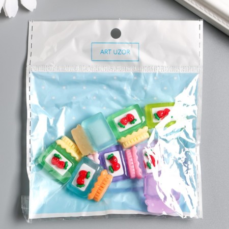 Decor for creativity plastic "Strawberry jam in the bank" Set 8 pcs MIX 2x2.1x0.7 cm-2