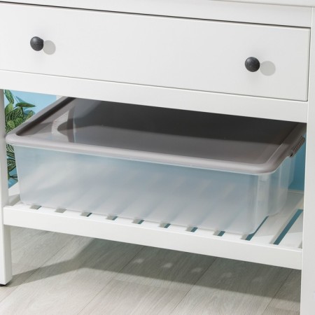 Storage container with Porter lid, 32 l, 64 × 41.5 × 17.5 cm, smoke-gray color