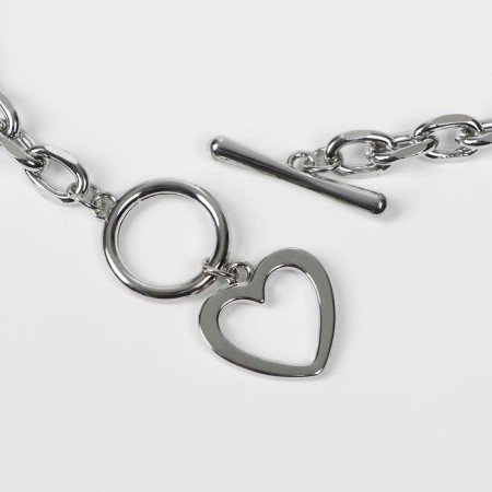 The necklace "chain" is heart, the color is silver, 45 cm-1