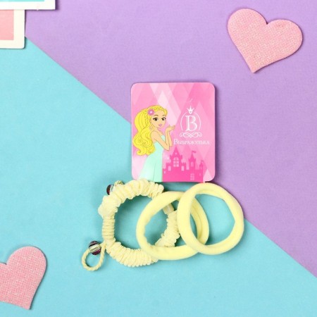 Hair elastic band "Milena" (set of 3 pcs) Looster loops, 4 cm, mix