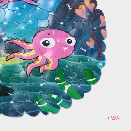 The rug anti -slip into the bathtub on the suction cups “Bright Pisces”, 35 × 68 cm, pebbles-1