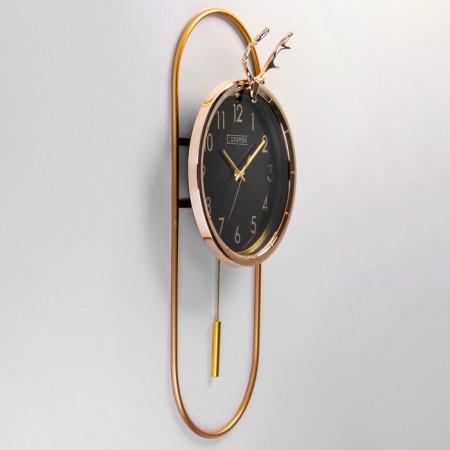 Wall clock, series: interior, "deer", with a pendulum, smooth move, 69 x 30 cm, d-26 cm-1