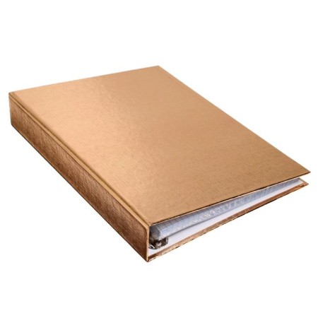 A notebook on 4 rings A5, 120 sheets in the cage "Gold. Metallic", a boumvinyl cover, an offset unit-2