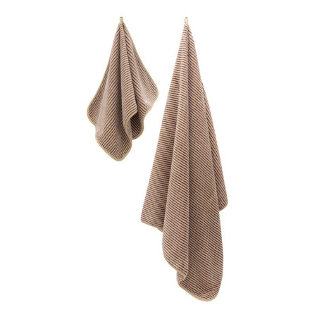 Set of towels "strip", size 30x70 cm, 70x130 cm, beige color-2
