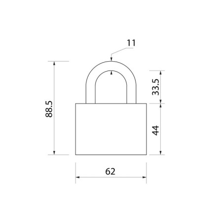 Hinged castle, 60x90 mm, 3 keys-1