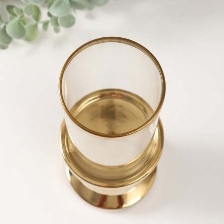 Ceramics candlestick, glass for 1 candle "Noir" d = 8 cm gold 10x10x27 cm-2