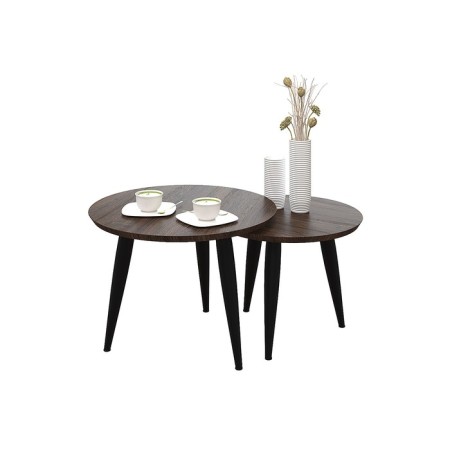 Tables DQ Malit NUT D600 (500), H450 (400), Black Muar, MDF Dark Tree-1