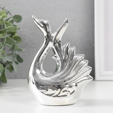 Souvenir Ceramics "Swan. Grace" silver 6.5x11x14.5 cm-3