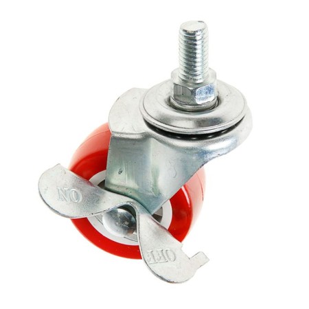 Furniture wheel, d = 40 mm, with a foot M8, with a latch, red