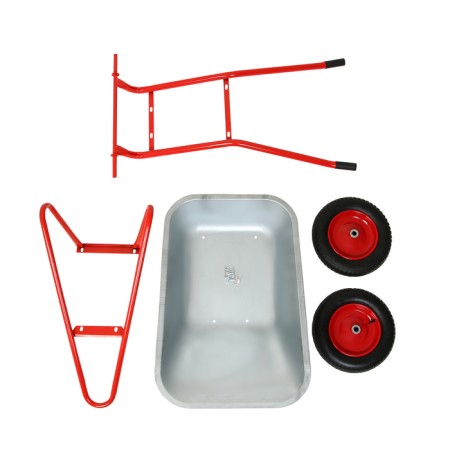 Construction wheelbarrow, 2 pneumatic fires, cargo/n 320 kg, volume of 110 liters, galvanized body 0.8 mm, Greengo-16