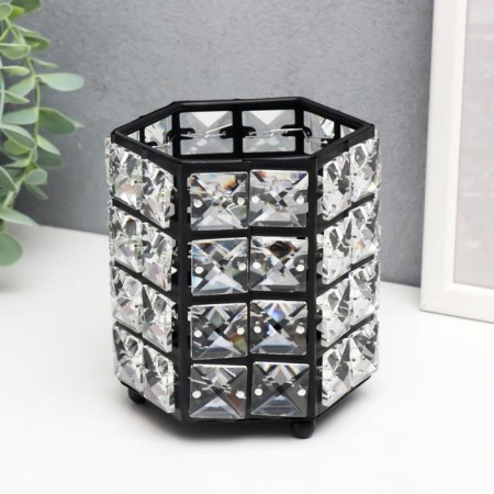 Summary Metal for 1 candle "Crystals" multi -ruble black 12x11x11 cm-1