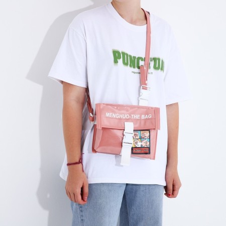 Youth bag with a zipper, pink color-2