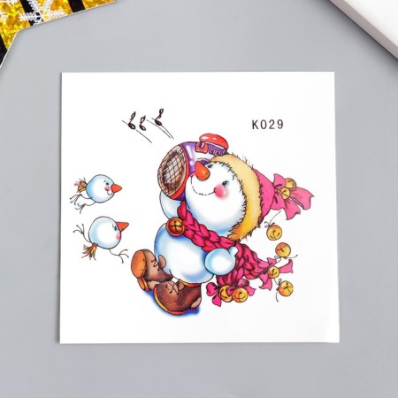 Tattoo on the body color "Snowman" 8x8 cm