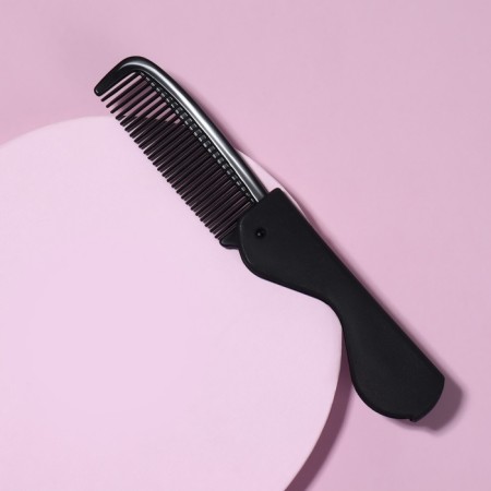 Folding comb “QF”, 17.5/9.7 × 3 cm, black color-3