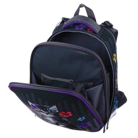 School backpack 38 x 30 x 16 cm, ergonomic back, stavia "cat", multicolor/gray-9