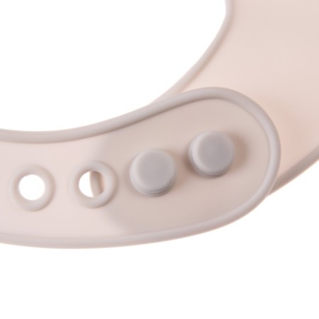 Silicone bib, on buttons, with a kit pocket, gray/white color-7