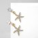 Earrings with rhinestones "Sea star", white color in gold