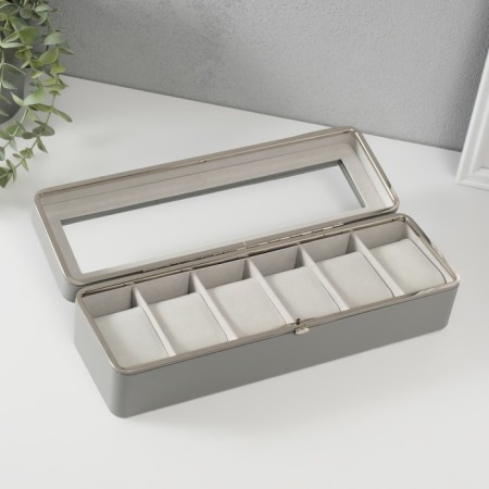 The casket to the leatherette to the clock 6 "gray" branches 9.5x30.5x8 cm-1