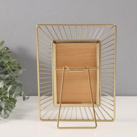 Photo frame metal in 1 photo 10x15 cm "Sun" gold 18x23.7 cm-3