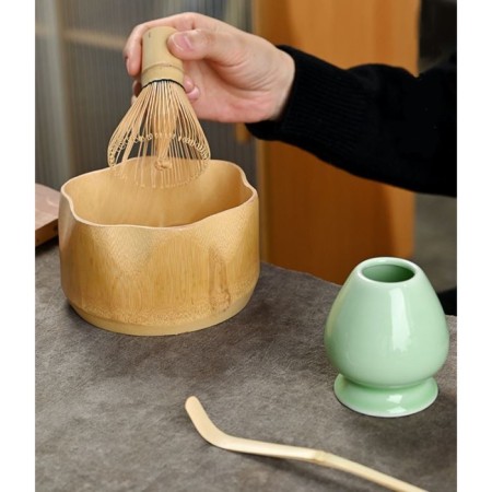Set for preparing a match of tea 4 in 1: a corolla is private, stand, spoon tasaku, bowl of mole-1