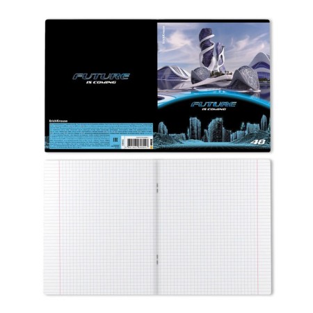 Notebook of 48 sheets in the Erichkrause "Future" cage, glossy lamination, cover covering cardboard, mix-6