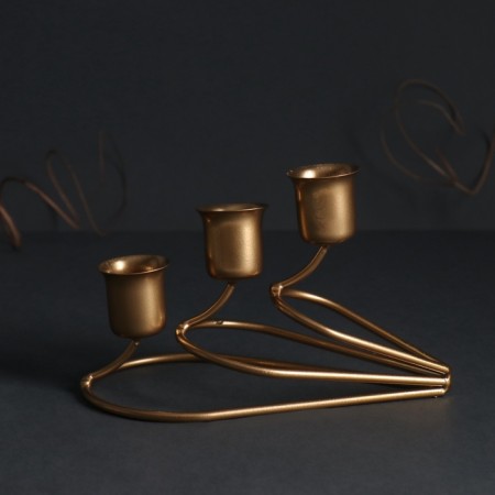 Summary metal for 3 candles "drops" gold 15x9x9 cm-6
