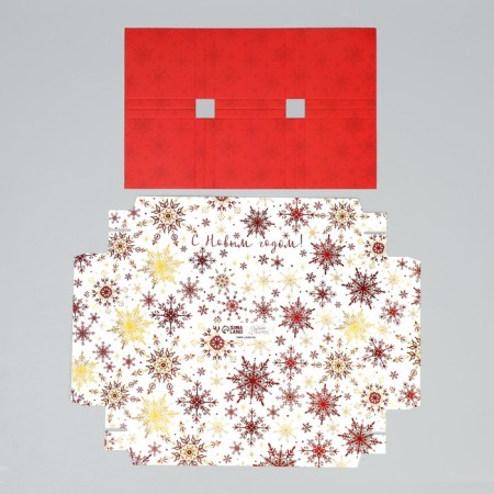 Box for musical cakes “Happy New Year!”, Snowflakes, 27 x 17.8 x 6.5 cm, New Year-5