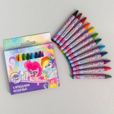 Wax pencils, set 12 colors, height 8 cm, diameter 0.8 cm, my little pony-1