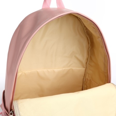 Youth backpack on a zipper, 3 pockets, pink color-5