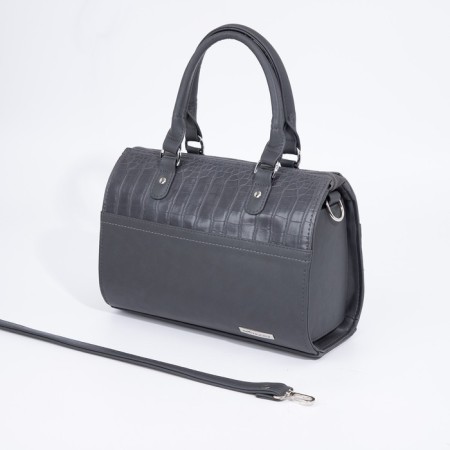 Women's bag El Masta with a zipper, external pocket, long belt, graphite color-2