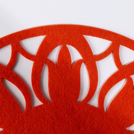 Napkin XV "Flower", for serving, carrot color, felt, 28 cm x 28 cm-3