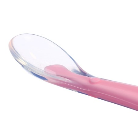 A spoon for a nursery, for the first feeding, in a container, pink-3