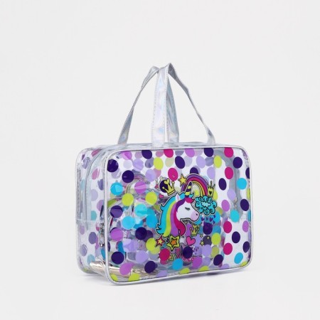 A set of cosmetic bags for the pool, 2 in 1, silver/multi -colored color-5