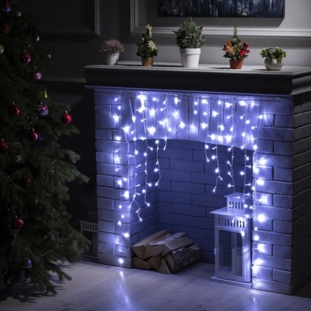 Garland "fringe-arka" 1 × 1 m, IP20, transparent thread, 126 LED, white glow, 8 modes, 220 V
