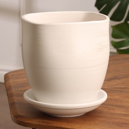 Flower pot "Brashia" white with silver 3.5 liters