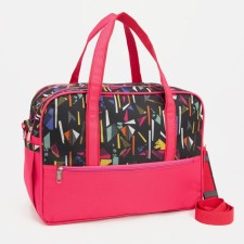 Road bag on lightning, 3 outer pockets, long belt, pink color