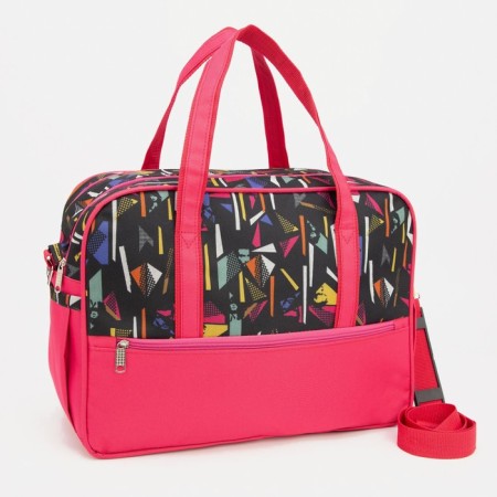 Road bag on lightning, 3 outer pockets, long belt, pink color