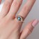 Ring "amulet" of the eye, classic, white-blue color in gold, dimensionless