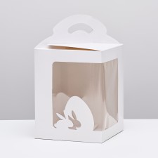 Складная коробка с окном, белая, 18 х 18 х 23 см