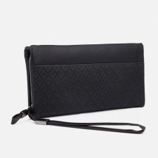 Male purse with zipper, department for bills, for maps, for coins, black color