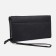 Male purse with zipper, department for bills, for maps, for coins, black color